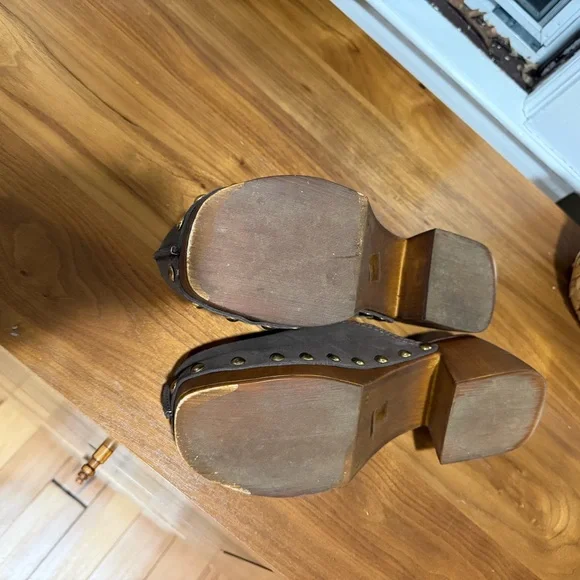 Aldo Brown Suede Studded Clog Mule - Picture 7 of 8